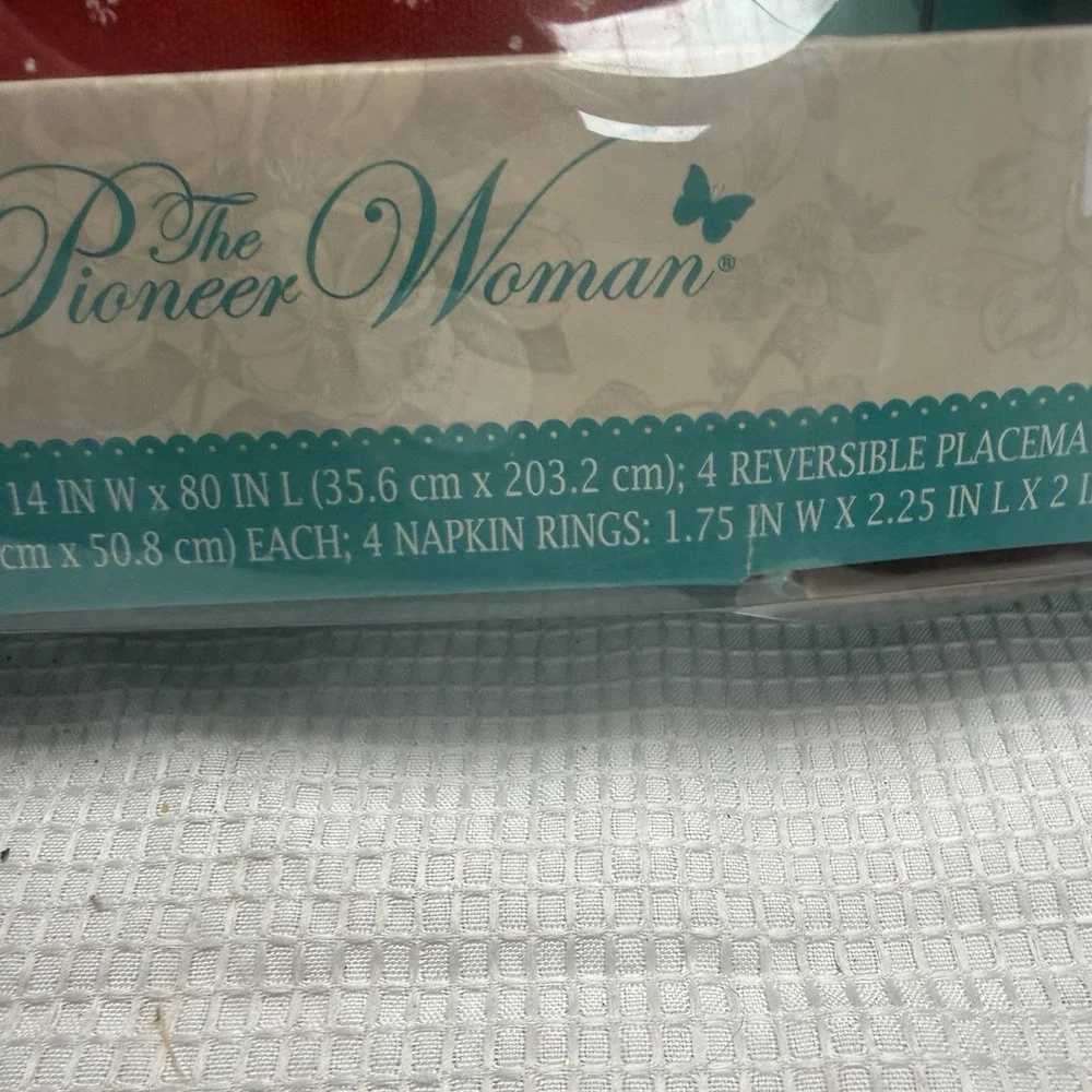New The Pioneer Woman Mazie Bird Reversible 13 Pieces Holiday Table Linens Set *